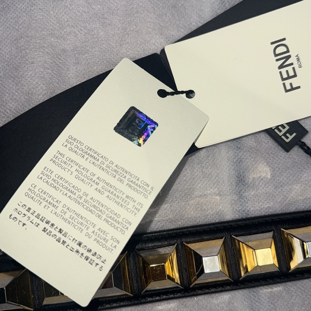 Fendi Black Leather Strap with Gold Accents - Picture 4 of 5